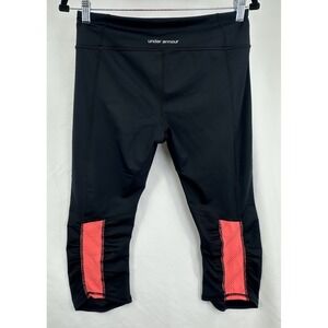 Under Armour Leggings Women's M Capri Compression Heat Gear Black Orange
